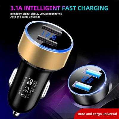 12-24v Car Charger Dual Usb Quick Charging Phone Charger Car Lighter Socket With Led Voltmeter Display