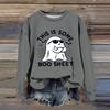 Women's Fashion Casual Long Sleeve Halloween Printed  Neck Sweatshirt