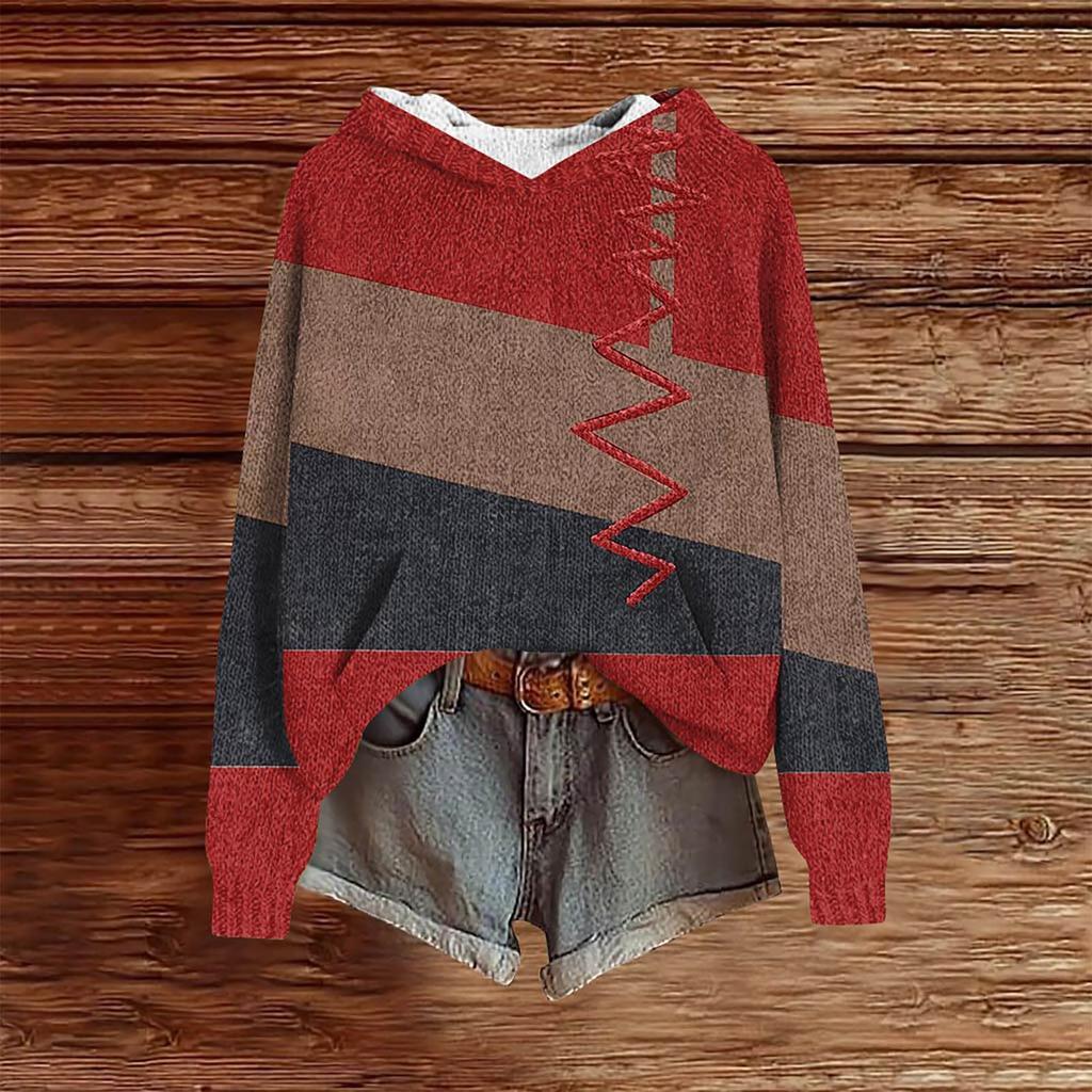Sweatshirts For Women Knit Sweater Cute Shirt Fall Pullover Hooded Sweatshirt