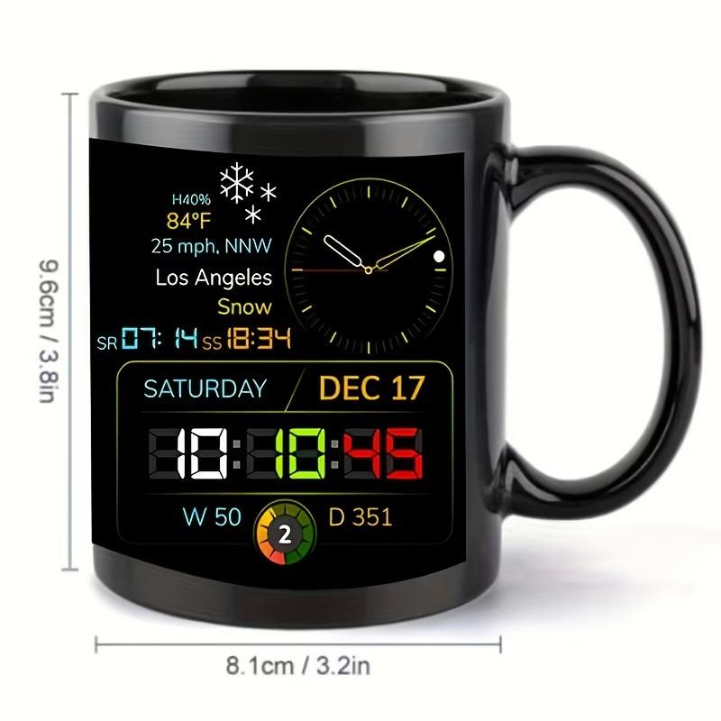 Tasse Schwarz Kreativ Zeit Große Kapazität Kaffeetasse Leichter Luxus Premium Sensoren Tasse mit Griff
