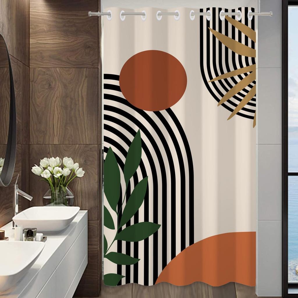 ChloropLastid Boho Shower Curtain for Bathroom Mid Century Modern Bohemian Abstract Geometric Fabric Waterproof  Shower Curtains