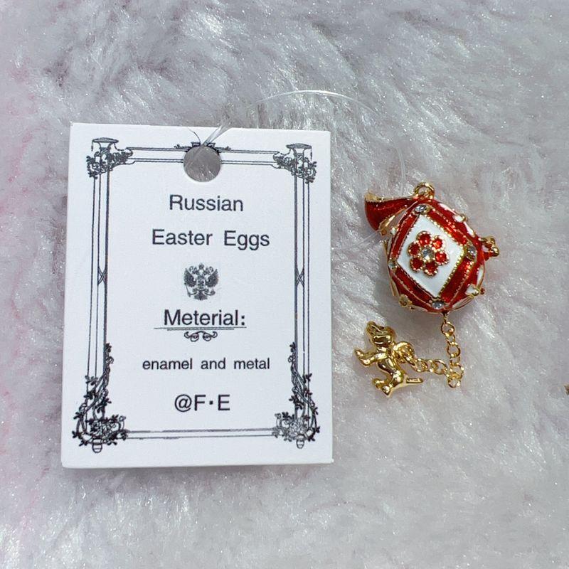 

Russian Small Colorful Egg Can Open Enamel Necklace Pendant, Russian Royal Court Small Jewelry, Russian Crafts Red Plaid (can open to send necklace)