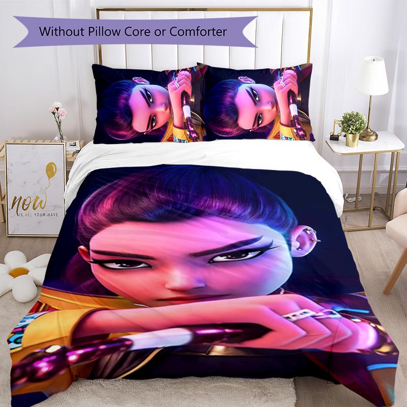 KPOP Hunter 3pcs Bedding Set Duvet Cover Closure Includes 1 Duvet Cover & 2 Pillowcases for All Seasons Bedroom Home Dorm Decor