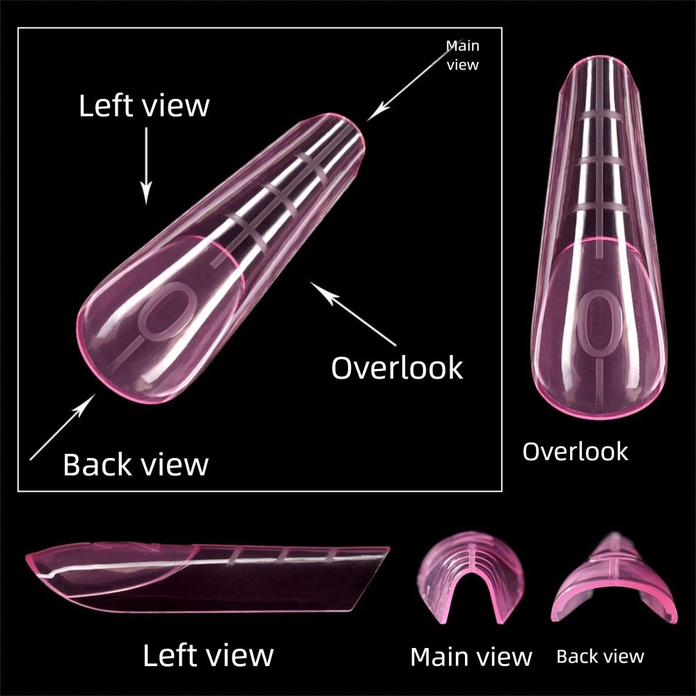 120Pcs/Box Dual Forms Nail Mold Pink French Quick Building Gel Mold 12 Sizes Reusable Reusable Nail Top Forms