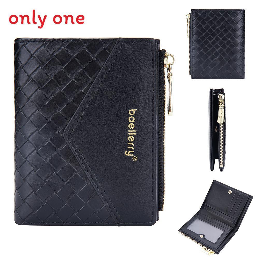 Ladies Fashion Card Holder Pu Material With Weaving Pattern Design And Letter Print For Everyday Carry
