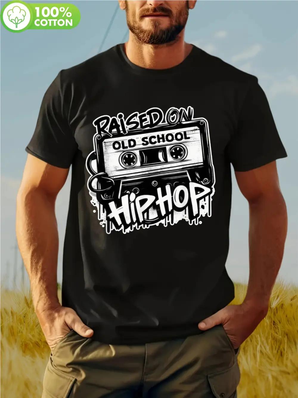 Plus Size Raised on Old School Hip Hop Graphic T-shirt - Black Retro Cassette Print S