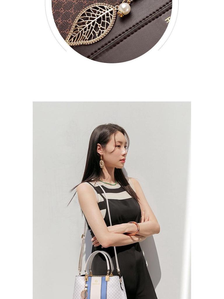 Korean Style Color Block Print Women's Large Capacity Shoulder Crossbody Handbag
