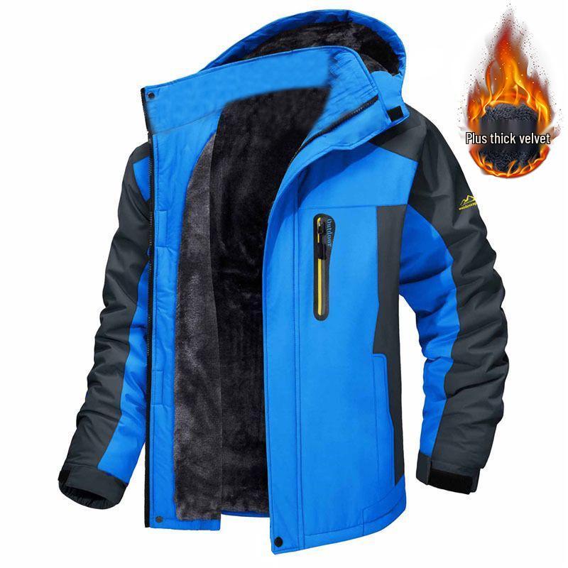 Men's Plus Velvet Thickened Mid-Length Winter Windbreaker with Custom Logo