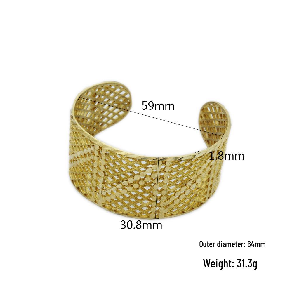 European & American Fashion All-Copper Hollow Bracelet: Exquisite Interwoven Half-Open Metal Design