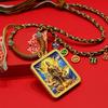 Hand-Painted Tibetan Thangka Amulet Necklace: Zodiac Eight Protectors - Acala, Amoghasiddhi, Vairocana Buddha