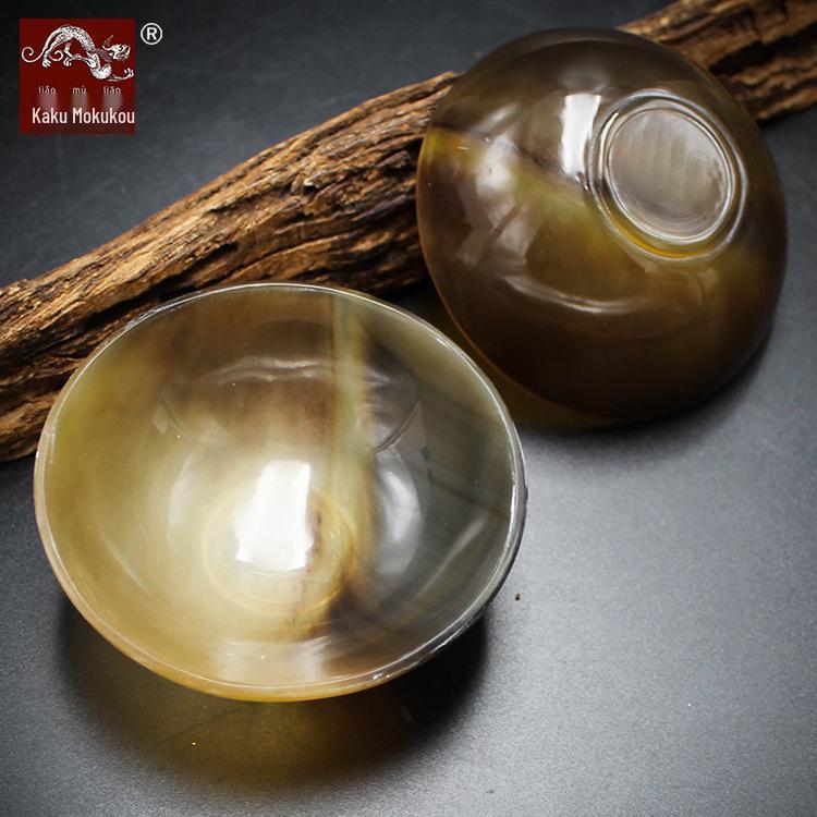 Jiaomu Jiao Ox Horn, Yak Horn Gua Sha Bowl & Plate Set - Small Dipping Sauce Dish