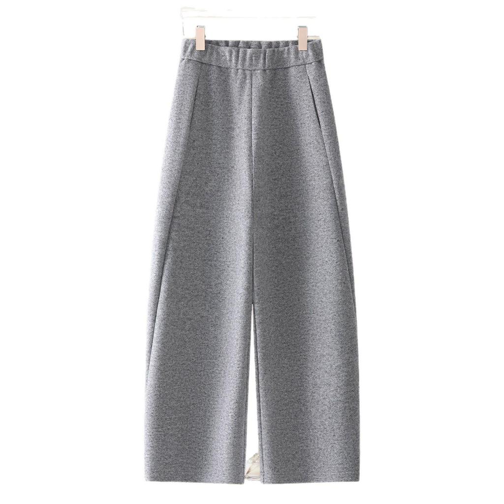 High-End Wool Wide-Leg Curved Pants for Women - Autumn/Winter 2025 Petite Nine-Point Casual Long Trousers