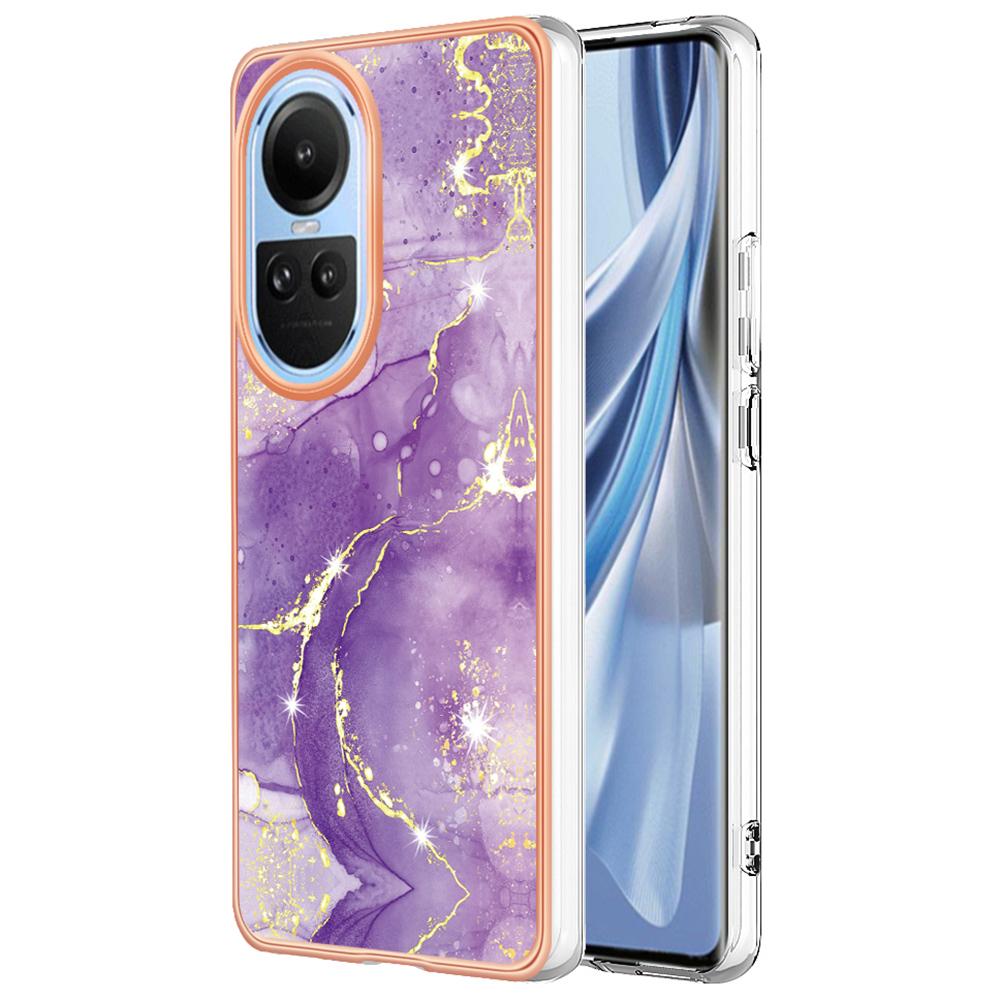For Oppo Reno10 5G (Global) TPU Case with IMD Marble Pattern Electroplated Back Cover