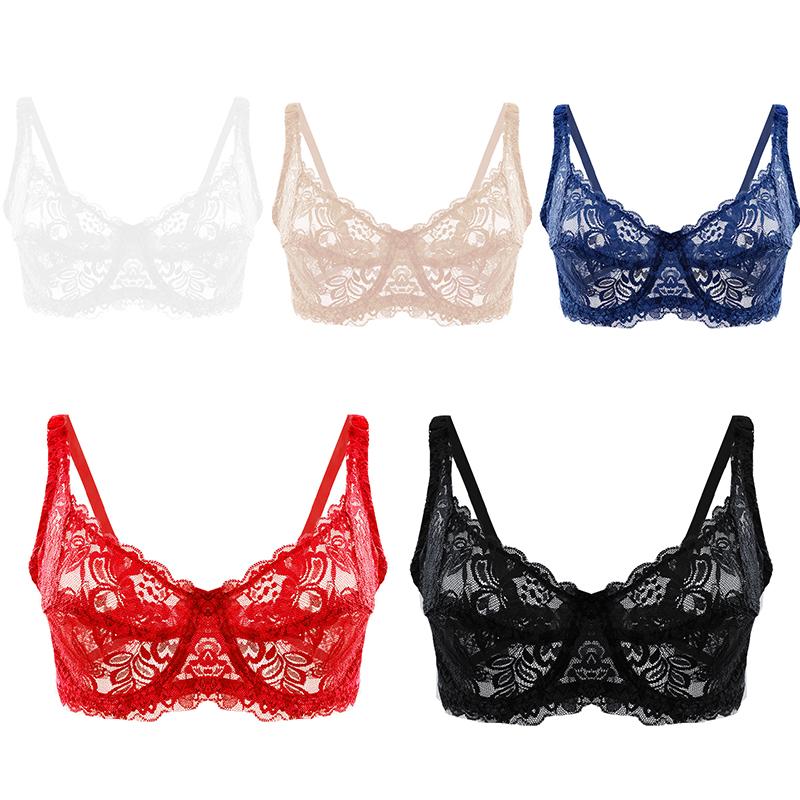 1/3Pcs Lace Push Up Bra Thin Bralette Top Underwired B C Cup French Style Women’s Bras Transparent Bralette Deep V Sexy Lingerie