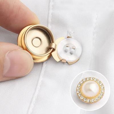 3 PIÈCES Couvre-boutons Fleur Perle Strass Alliage Accessoires DIY Couvre-bouton Strass Base Dorée Tissé à la Main