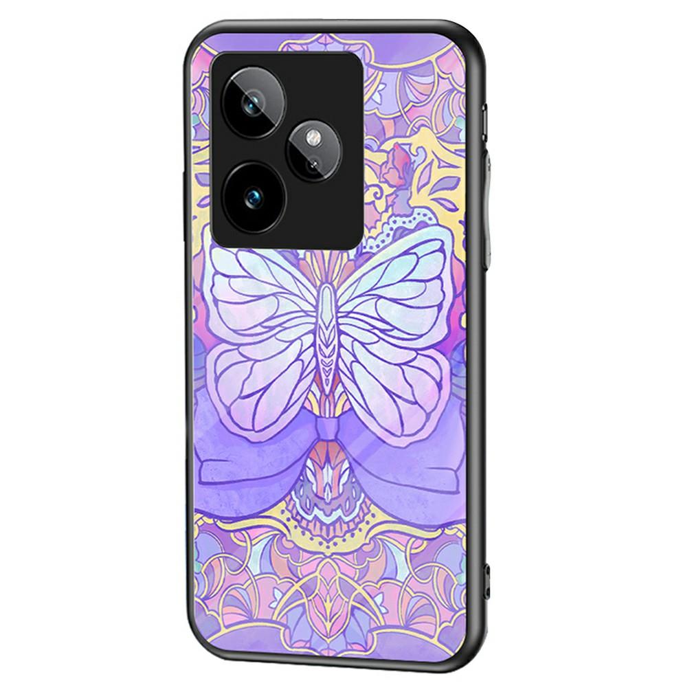 For Realme GT 7 5G Case Butterfly Pattern TPU+Tempered Glass Protective Phone Cover
