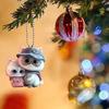2D Flat Cat Car Rear View Mirror Charm Acrylic Cartoon Cat Christmas Tree Hanging