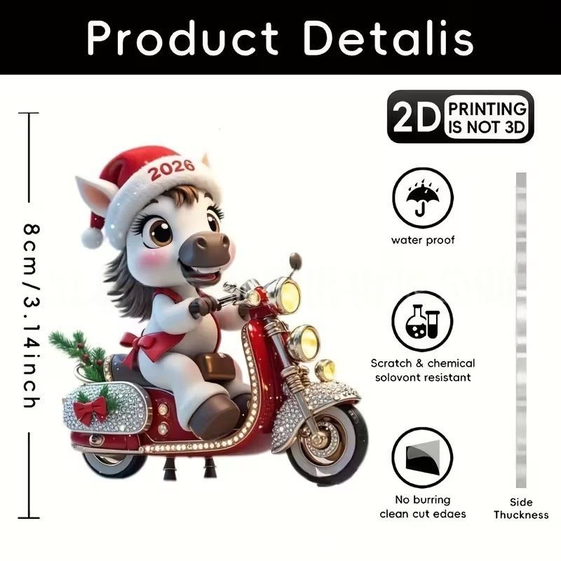 Ornament Pandantiv Acrilic 2D Cal de Crăciun Decor Festiv Pentru Interior Exterior Copaci Decorațiune Agățată Accesorii de Petrecere