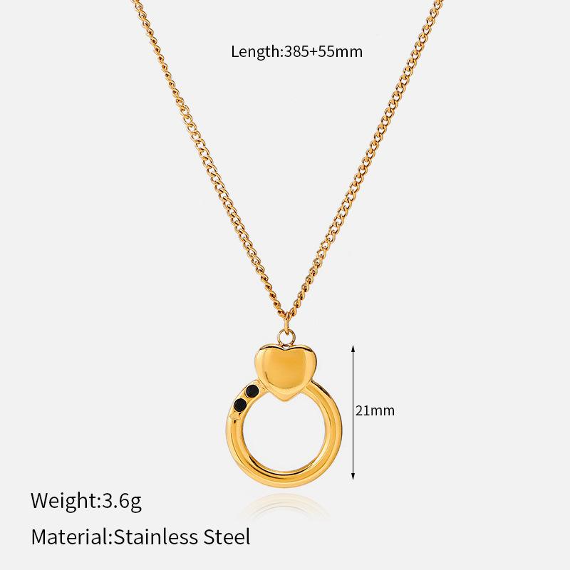 Sweet And Lovely Gold Heart Necklace Fashion Titanium Steel Collarbone Chain For Vacation Casual Wear