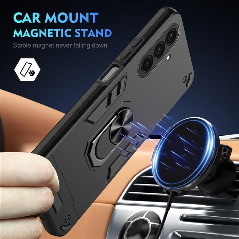Rugged Armor Phone Cases Funda For Samsung Galaxy A27 A37 A57 A17 5G A07 4G Case Car Magnetic Ring Stand Holder Back Cover Coque