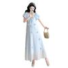 2026 Summer Korean Style Puff Sleeve Knee-Length Maternity Dress