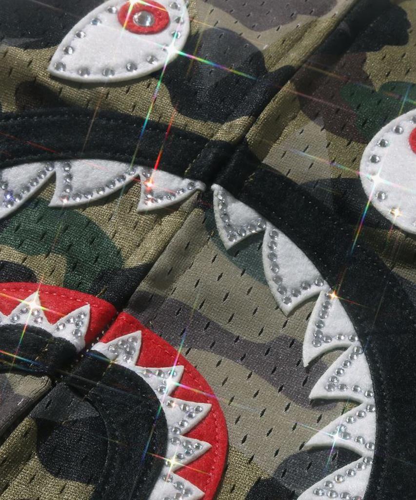 Bape Star Over Print First Camo Mesh Shark Crop Fit Full Zip Hoodie (M) Green