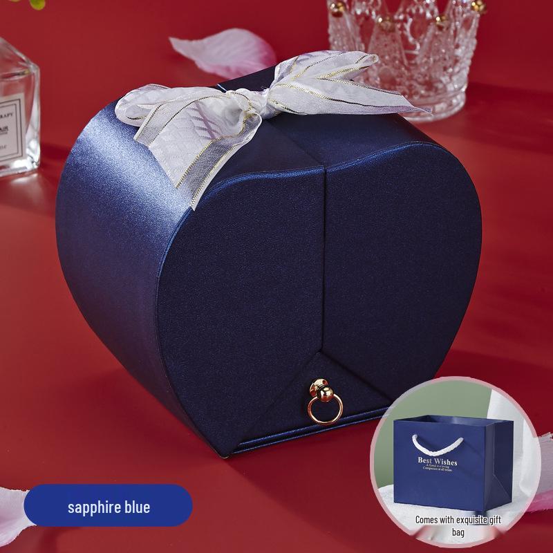 Caja de Regalo de Collar y Anillo Acrílicos Corazón Rosa de Apple – Regalo de San Valentín para Amigos