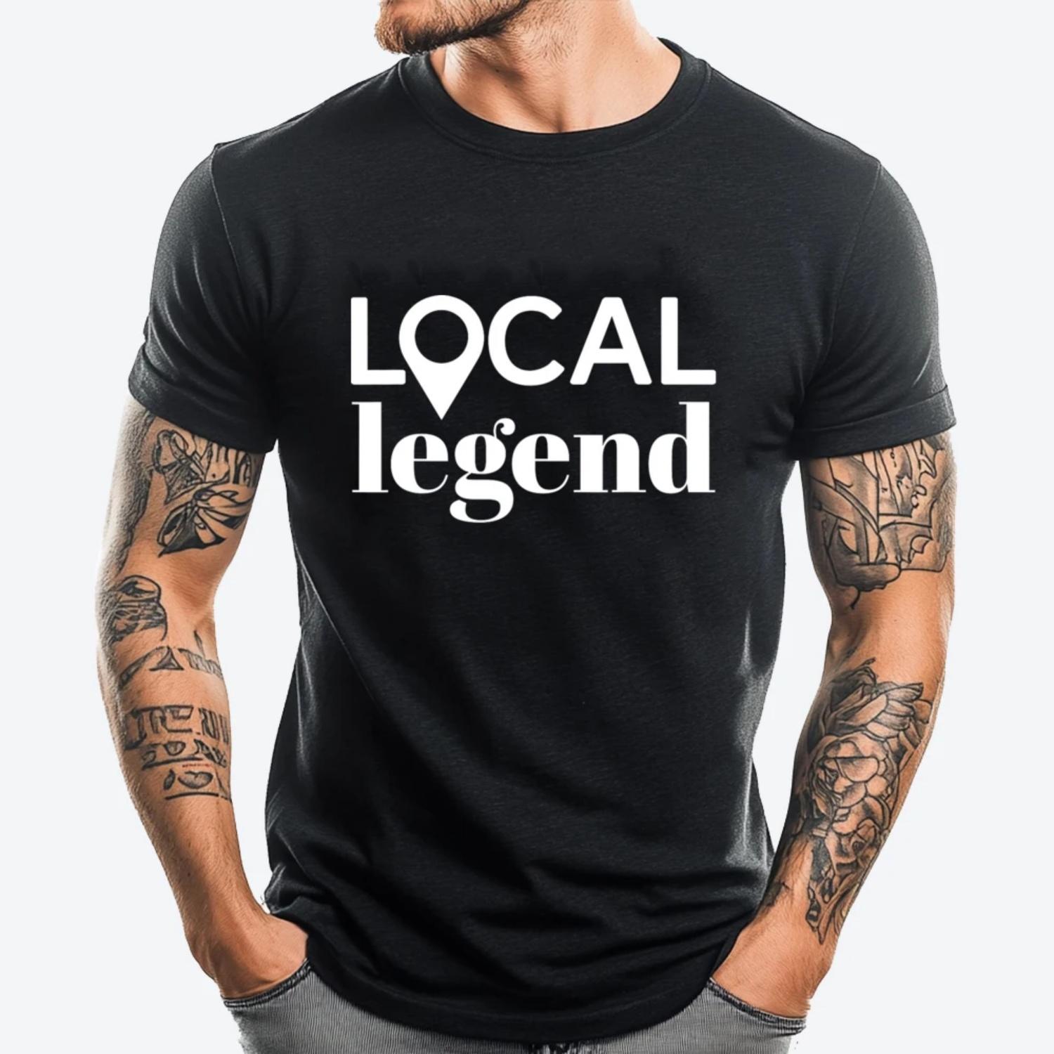 

Local Legend Minimal Typography Party 3XL Men Clothing Oversized T Shirt Men Graphic Cotton Short Sleeve S чёрный