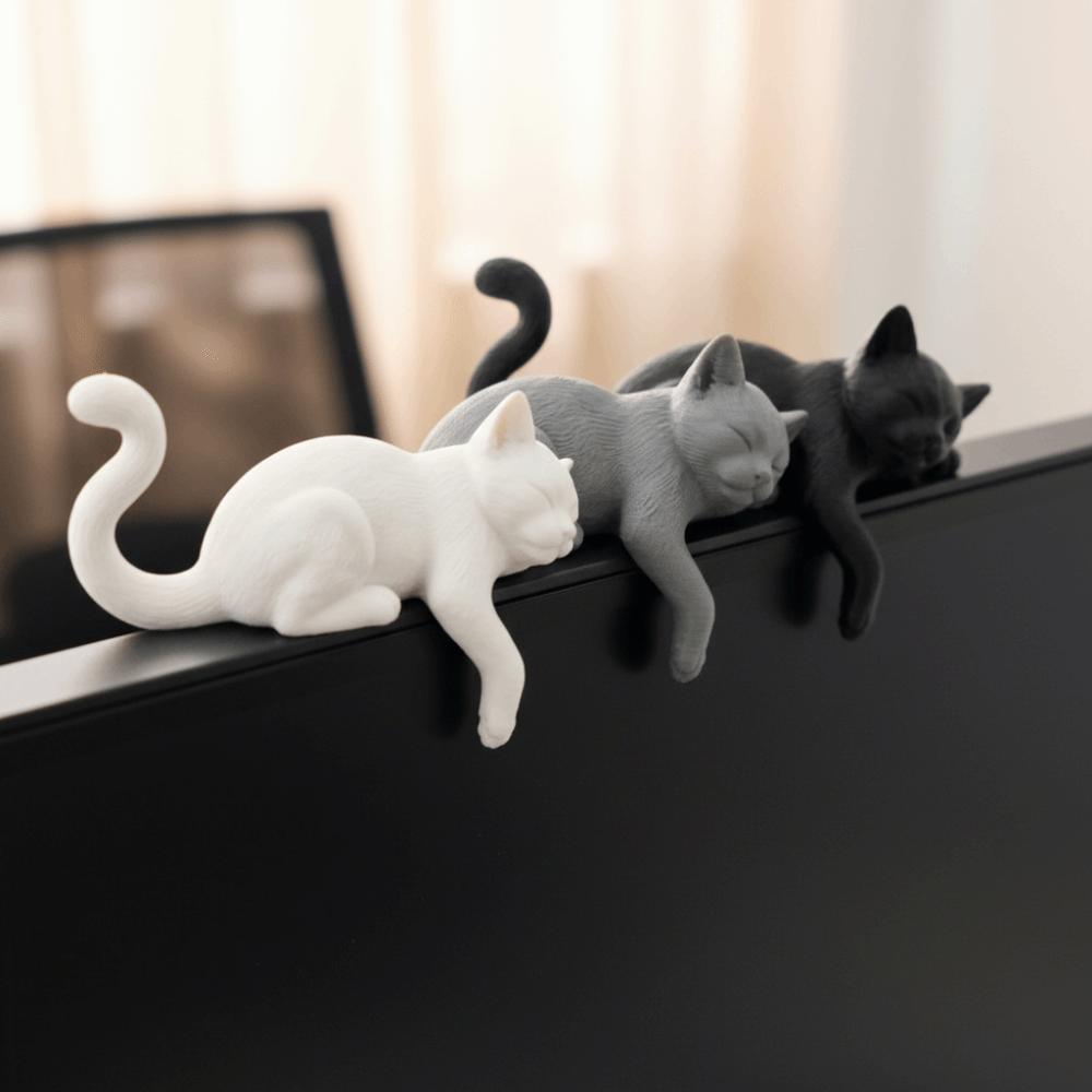 Creative Desk Cat Decorations 3D Printed Decorative Cat Statues Sleeping Cat Ornament  Desktop Use