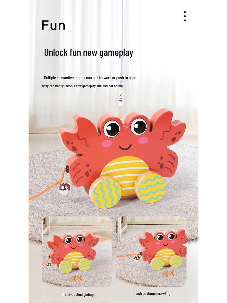 Wooden Animal Baby Walker & Pull Toy for Infants and Toddlers