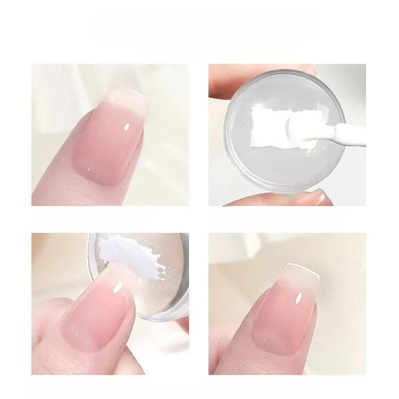 1Pcs Transparent Silicone Nail Art Stamping Kit With Scraper French Tip Nail Stamp Stencil Tools DIY French Jelly Silicone Print