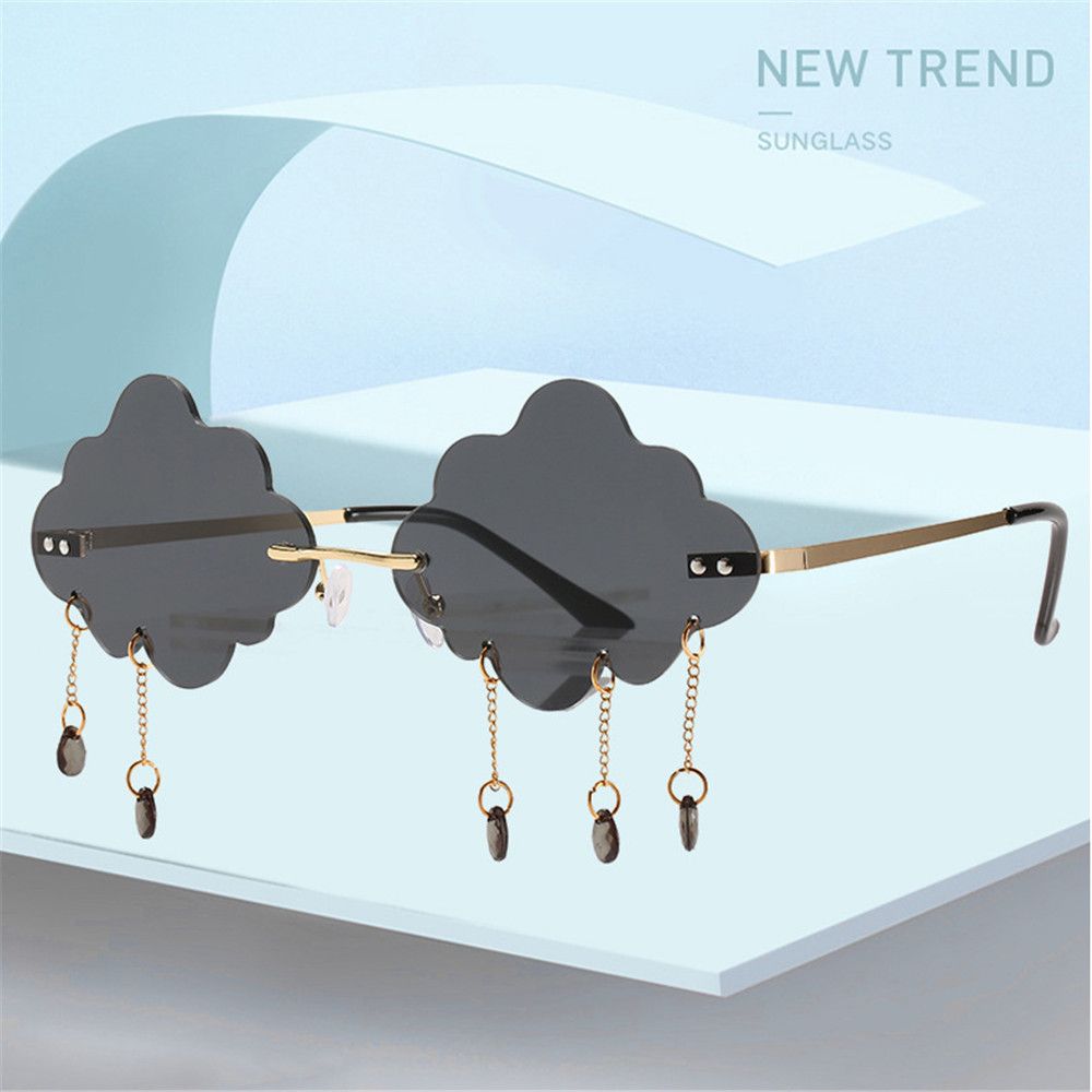 Fashion UV400 Shades Steampunk Sunglasses Disco Glasses Rimless Sunglasses Clouds Tassel Sunglasses