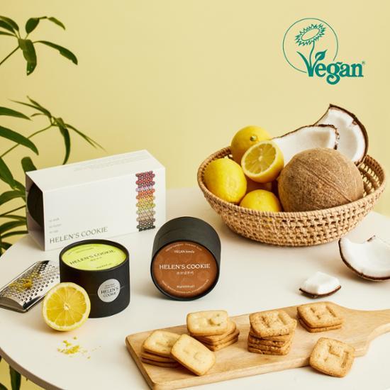 Helen s Cookie Vegan Cookie 80g 2-pack set (lemon, coconut), Korean snacks Set of 2 lemon and coconut 80g