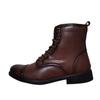 Men's Retro Korean Style High-Top Leather Martin Boots with Plus Velvet, Large Size Cotton Work Boots for Autumn