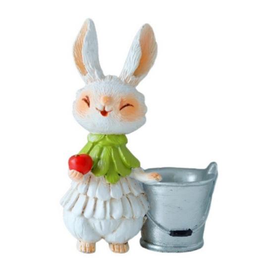 

Статуэтка пасхального кролика из смолы, мультяшная статуэтка кролика, скульптура животного, домашний офис, крытый, открытый сад зелёный