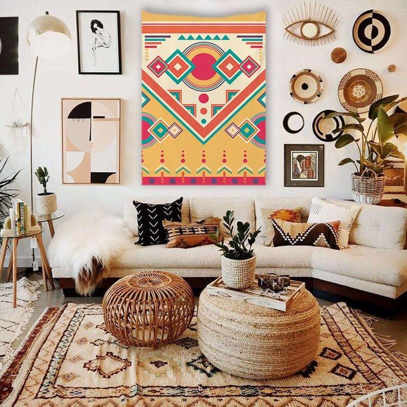 Orange Bohemian Indian Boho Hippie Tapestry 75x100