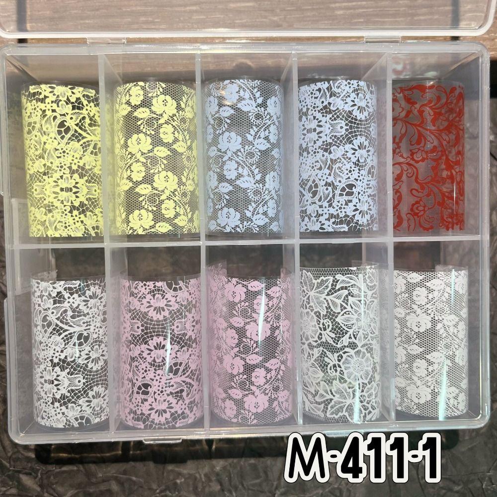 Spetsiga Nagelfolier Rosa Blå Vita Nageldekorationsklistermärken Sexiga Nageldekorer DIY Manikyr
