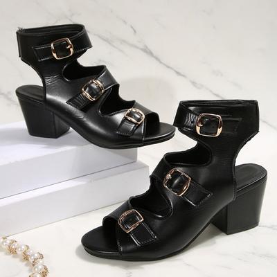 Moda 2025 Lato Nowe style modne sandały damskie na wysokim obcasie Klamra paska Rybi pyszczek Odkryte palce buty damskie wysokie