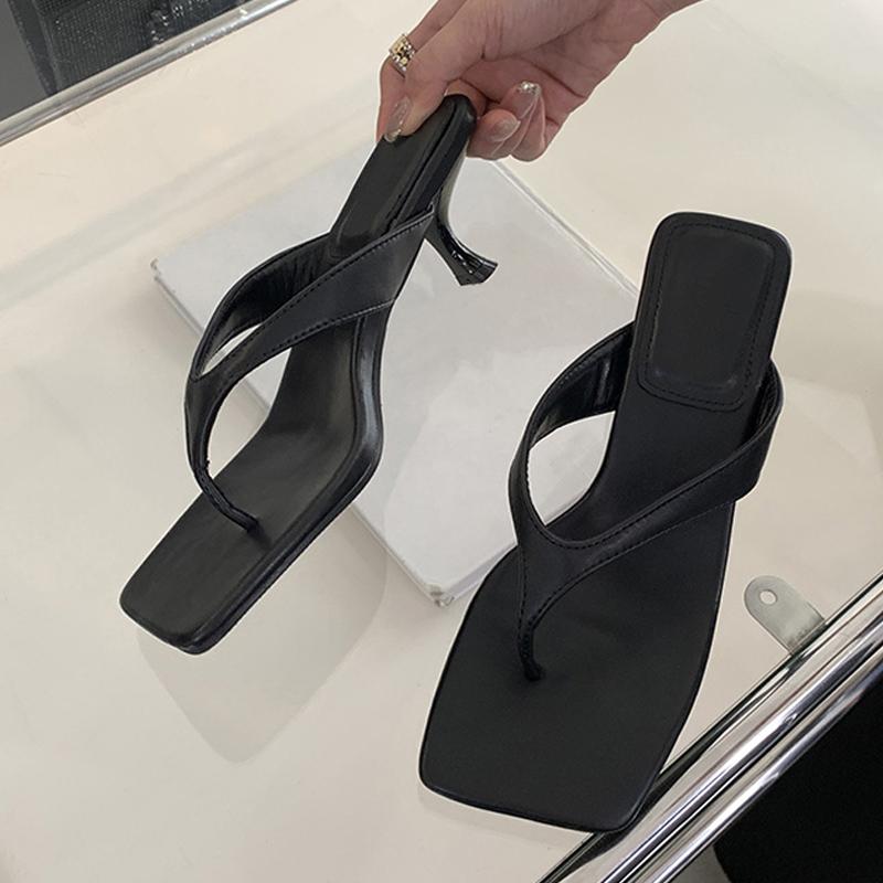 Liyke Fashion Clip Open Toe Mules Women Beach Slippers Sandals High Quality Cozy Leather Low Heels Flip Flops Slides Shoes