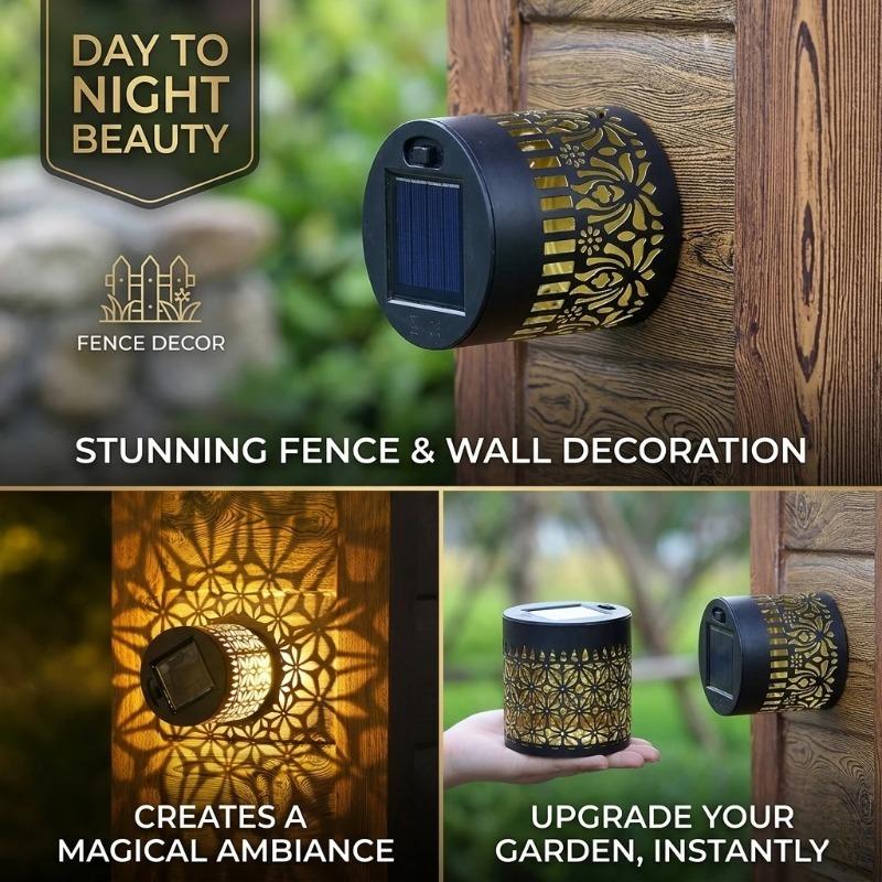 Outdoor Solar Iron Wall Lights LED Datura Flower Projection Sconce, Waterproof Garden Decorative Atmosphere Lamp for Party Patio Yard