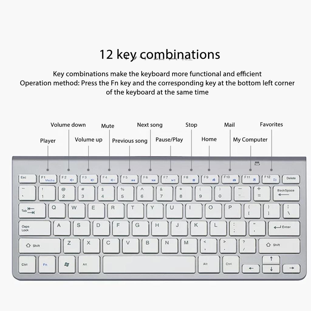 Wireless Keyboard Mouse Kit Slim Wireless Key Mouse Combo Portable Beautiful Power Saving Silent Button LED Indicator for Home