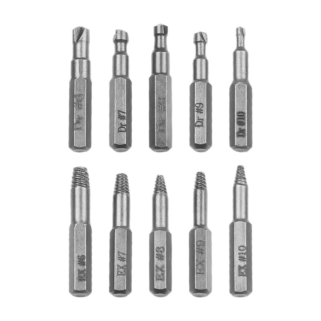 10Stk 4mm/6.35mm Beschädigter Schraubenausdreher Bohrer Set Ausgedrehter Schraubenausdreher Für Sechskantschrauben Gebrochener-Bolzen-Ausdreher Teile