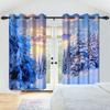 Winter Snow Scenery Blackout Curtains Snowman Pine Forest Pattern Bedroom Living Room Darkening Noise-reducing Window Curtain