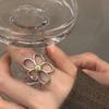 925 Silver Rings for Women Couple Minimalist Handmade Simple Big Flower Ring Party Prevent Allergy Jewelry Party Gifts