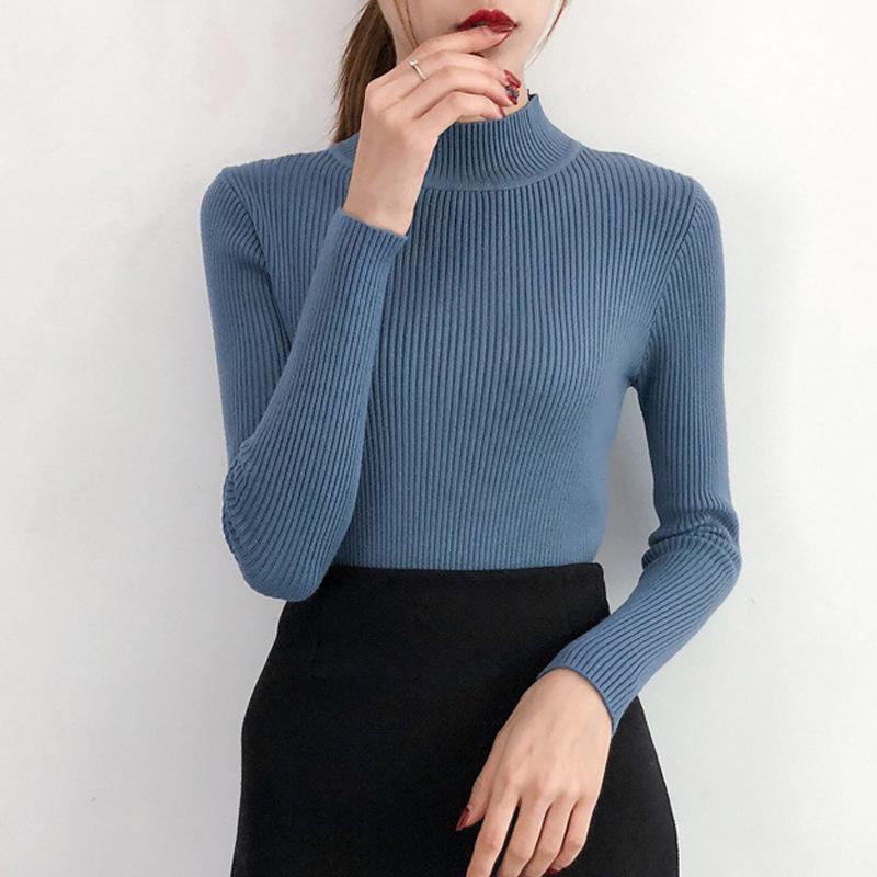 Women's Slim Fit Knitted Sweaters: 2023 Autumn/Winter Long-Sleeve Half-High Collar Inner Layer Shirt