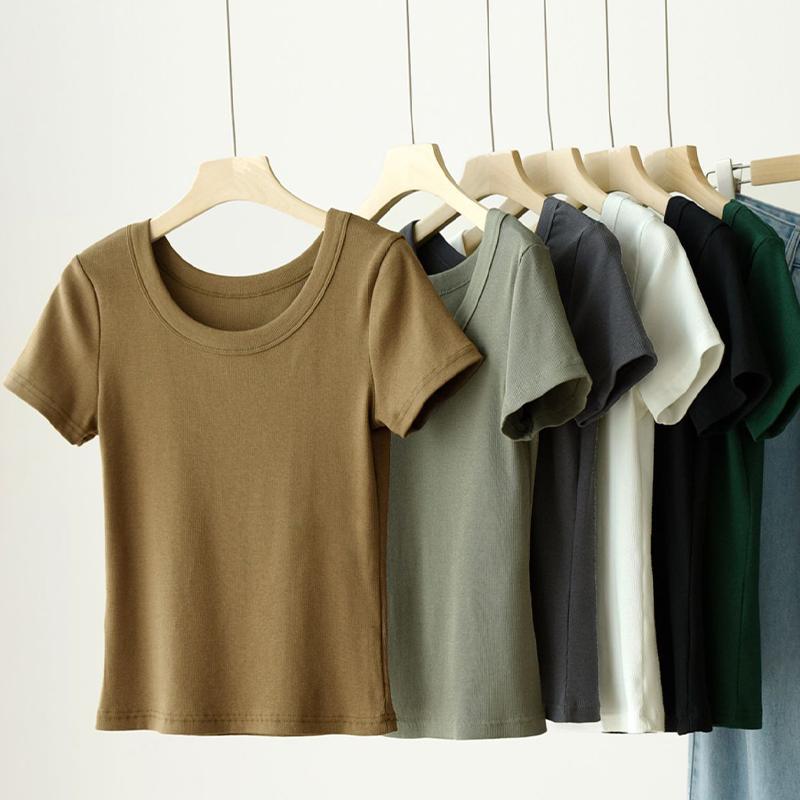 Tricou de damă, cu decolteu în U, cu mâneci scurte