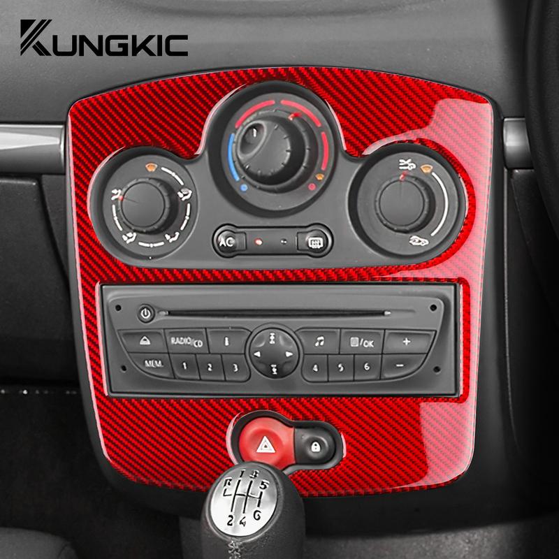 Real Soft Carbon Fiber For Renault Clio 3 2006 2007 2008 2009 2010 2011 2012 Clio Mk 3 III Car CD AC Panel Interior Sticker