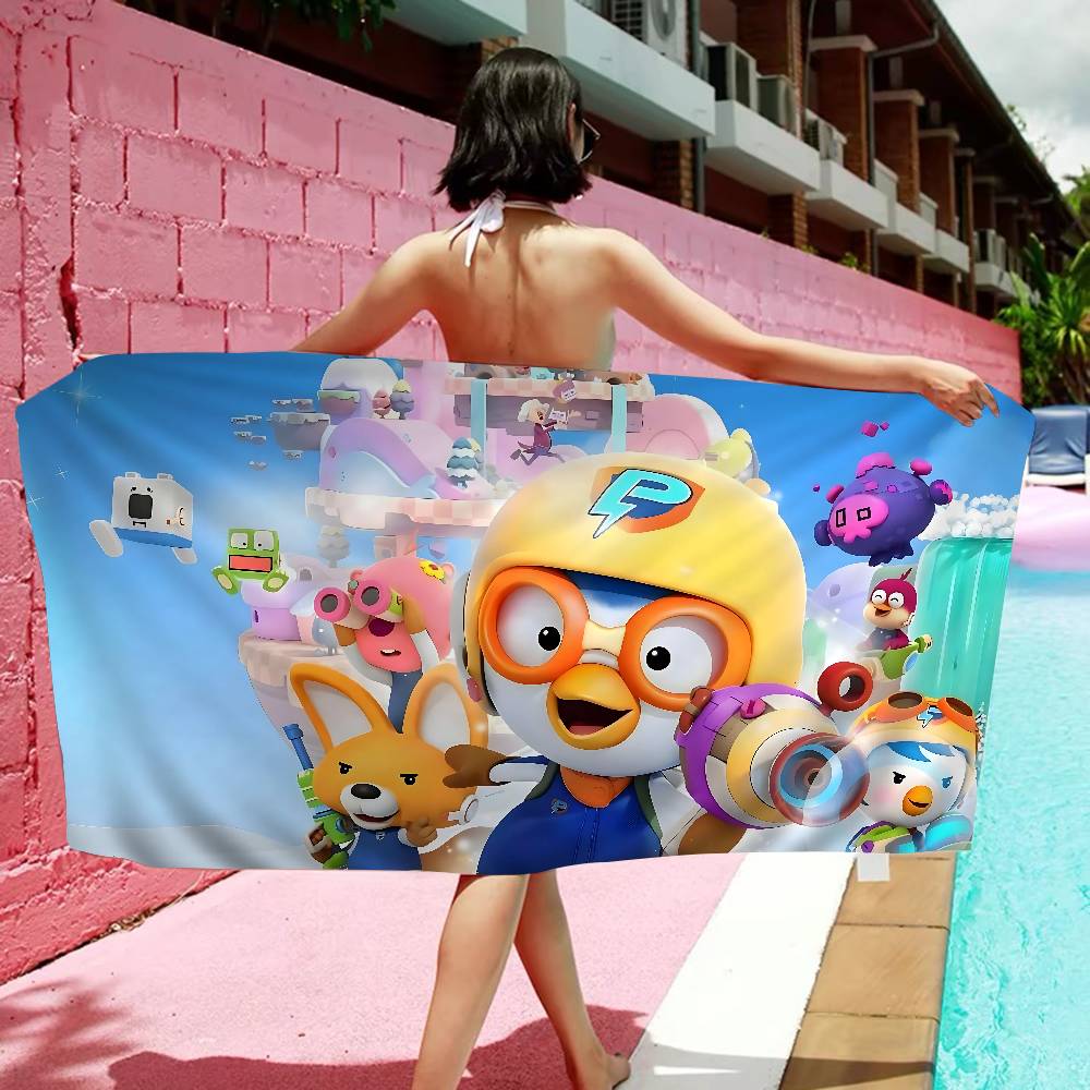 Cartoon P-Pororo Cute Microfiber Beach Towel Absorbent Quick Dry Soft Yoga Swimming Resort Mountain Climbing Towel