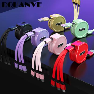 3 In 1 Charging Cable Retractable USB Charge 3A Fast Charging For Apple XiaoMi HuaWei Samsung Iphone Portable Charging Cable Micro Type-C