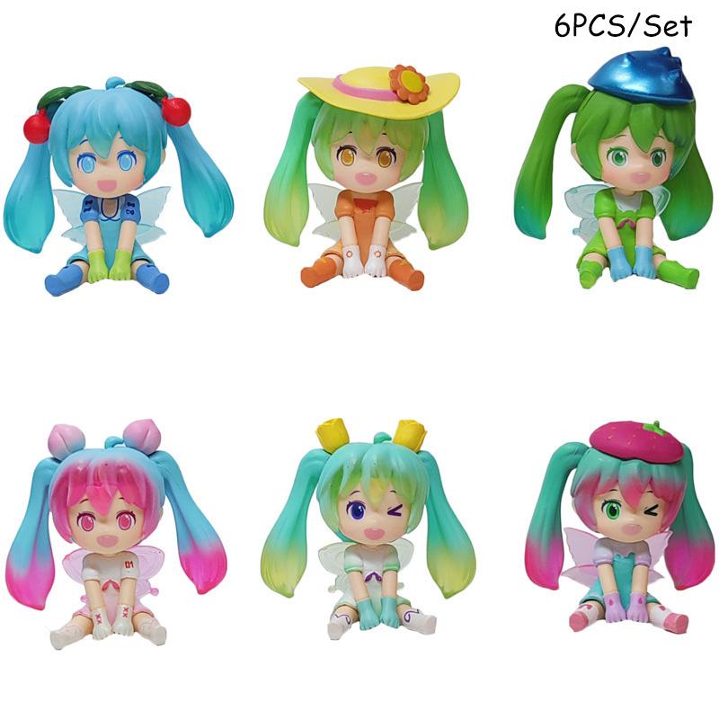 

Hatsune 6pcs Miku Figures Set Mini Figurines Collectible Cake Decor Models Toys